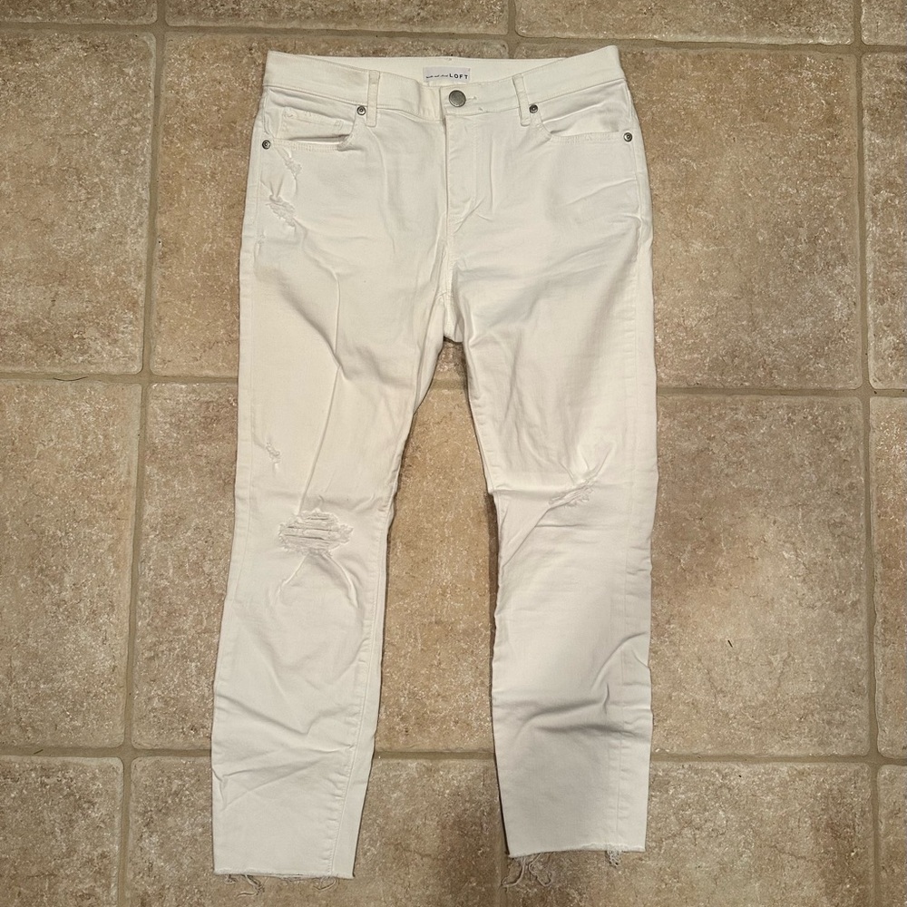 Loft Modern Skinny Crop White Jeans